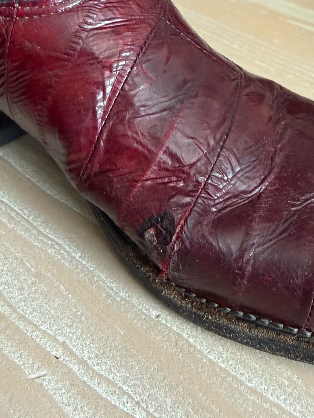 Nocona|Men's Western leather cowboy boots Black & Burgundy,textured•••size 11.5 - Picture 15 of 16